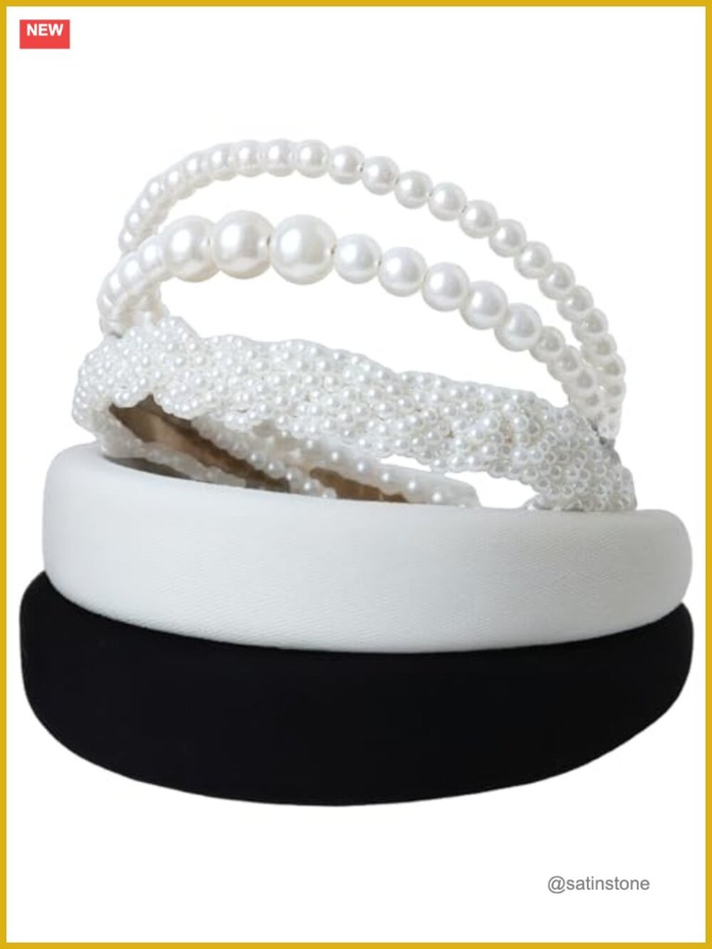 Pearl Embellished Headbands Set of 5 Non-Slip Hair Accessories for Weddings